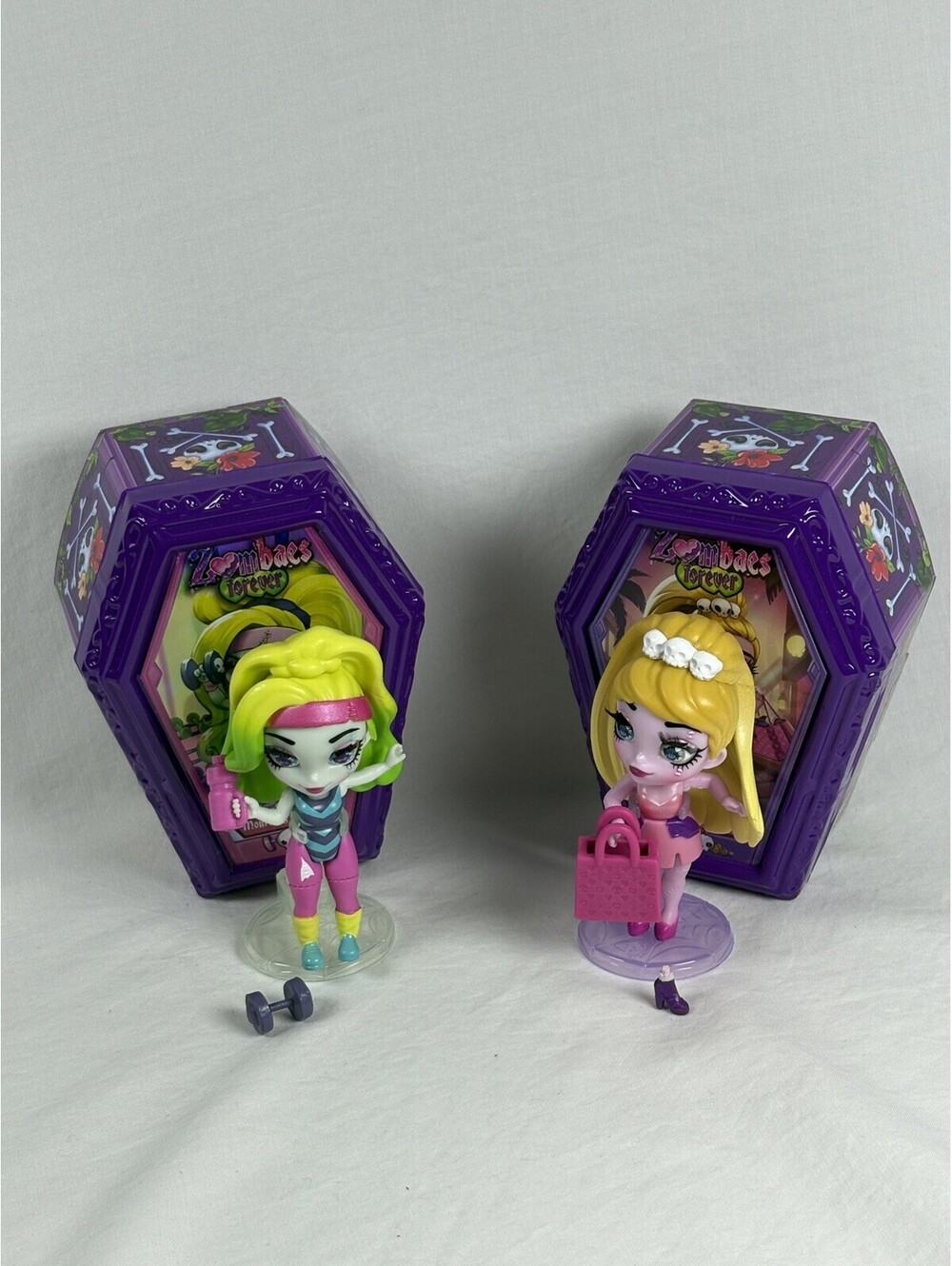 Lot of 2 Zombaes Forever RARE Glitter Bomb Series 1 Doll Complete w/ Accessories